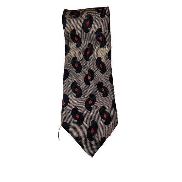 Lorenzo Selini Mens Formal Neck‎ Tie 56"L x 3.75"W navy/red/tans - Picture 1 of 6